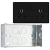 BG Screwless Matt Black 13A Double Socket FFB22B with 35mm Steel Back Box