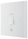 BG 914 Moulded Square Edge | White | 1 Gang 10AX 1 Way Bell Push Plate Switch