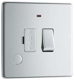 BG Electrical FPC53 Nexus Screwless Flat-Plate Switched Fused Connection Spur Unit Flex Outlet Polished Chrome Neon 13A