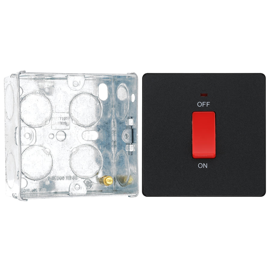 BG Evolve Matt Black 45A DP Single Plate + Neon PCDMB74B with 35mm Steel Back Box