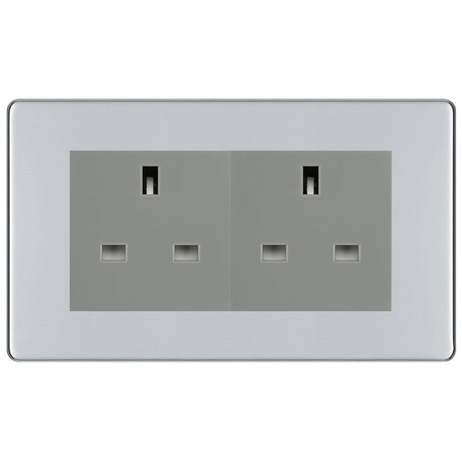 BG Screwless Polished Chrome 4 Gang 13A Unswitched Socket - FPC4GUSSG