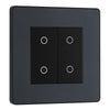 BG Evolve Matt Grey Double Master Touch Dimmer Switch PCDMGTDM2B with 35mm Steel Back Box