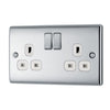 BG Nexus Metal Polished Chrome 13A Double Socket NPC22W with 25mm Steel Back Box