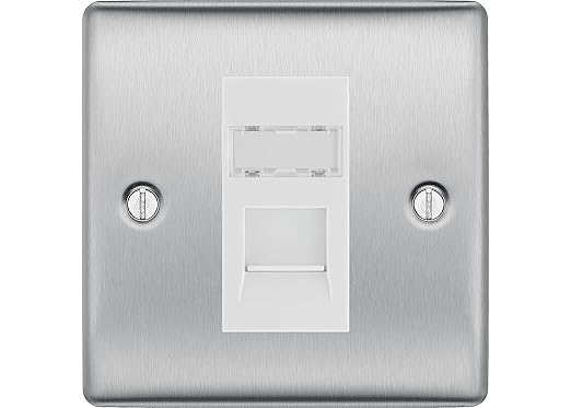 BG Nexus Metal Brushed 1 Gang RJ45 Data Socket NBSRJ451 White Insert