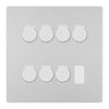 BG Evolve Brushed Steel 7 Gang Trailing Edge LED Dimmer Light Switch 2 Way Custom Switch