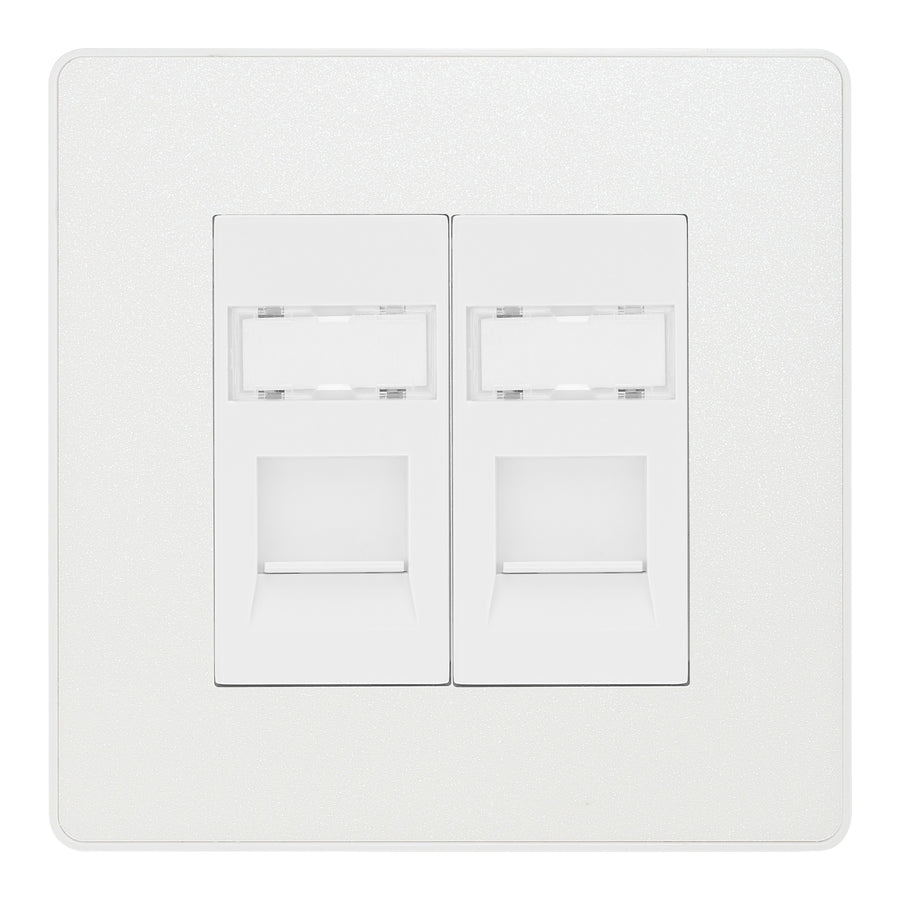 BG Evolve Pearlescent White 2 Gang RJ45 Data Socket PCDCLRJ452W White Inserts