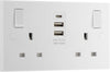 BG 922UAAC15 White Square Edge 13A Double Socket + 2xUSB A +1xUSB C(15W)