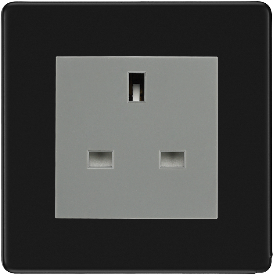 BG Flatplate Screwless Matt Black 13A Unswitched Socket FFB23G