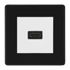 BG Nexus Flatplate Screwless Matt Black 1 Gang HDMI Socket White Insert