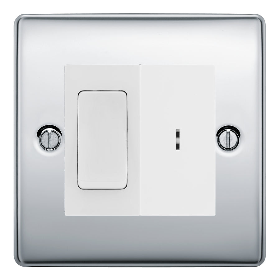 BG Nexus Polished Chrome 2 Way Single Pole Key Switch with 2 Way Single Pole Switch, Key Included - White Insert