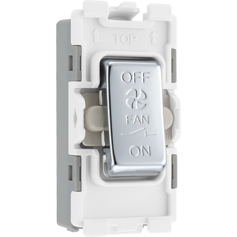 BG RPC15 Nexus Grid Polished Chrome 10A 3 Pole Fan Isolator Switch Module