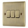 BG Nexus Metal Antique Brass 20A 16AX 2 Way Triple Light Switch NAB43 with 25mm Steel Back Box