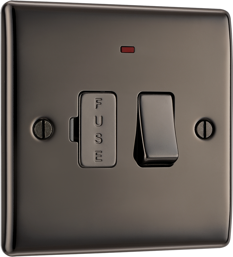 BG NBN52 Nexus Metal Black Nickel 13A Neon Switched Fused Spur Unit