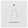 BG 833WH White Round Edge 20A DP Switch marked Water Heater + Neon + Cable Outlet