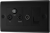 BG NFB68 Nexus Metal Triplex TV/FM/Sat Socket + Return & Tel. - Black Insert - Matt Black