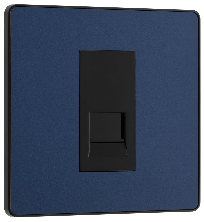 PCDDBBTS1B Front - This Evolve Matt Blue Secondary telephone socket from British General uses a screw terminal connection, and should be used for an additional telephone point which feeds from the master telephone socket.