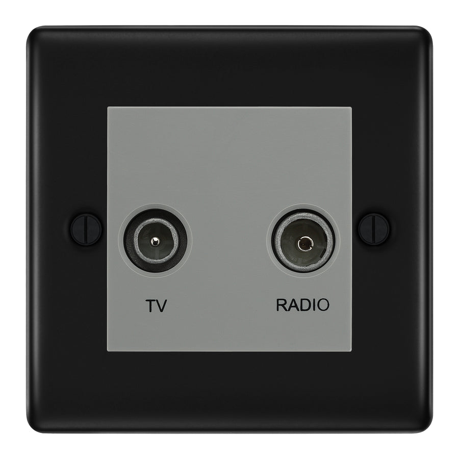 BG Nexus Metal Matt Black TV & FM Socket NFB66G