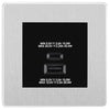 BG Evolve Brushed Steel 45W USB Wall Socket Euro Module USB-A & C - Black Insert
