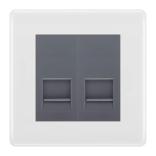 BG White Moulded Double IDC Secondary Telephone Socket - Grey Insert