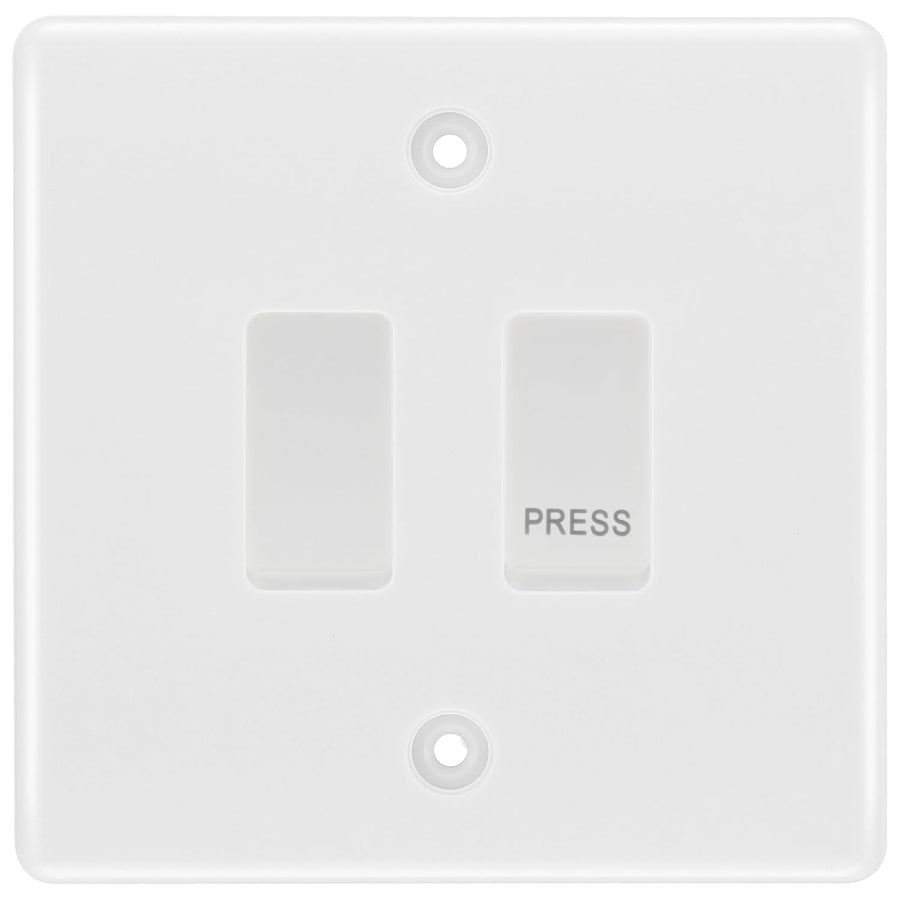 BG Nexus White 2-Gang Grid Switch Kit – 20A 2-Way & Retractive PRESS Module