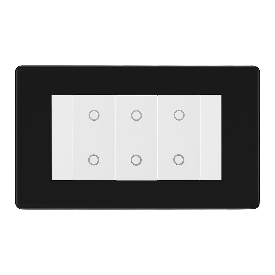 BG Nexus Screwless Matt Black Triple Secondary Touch Dimmer Switch - White Insert