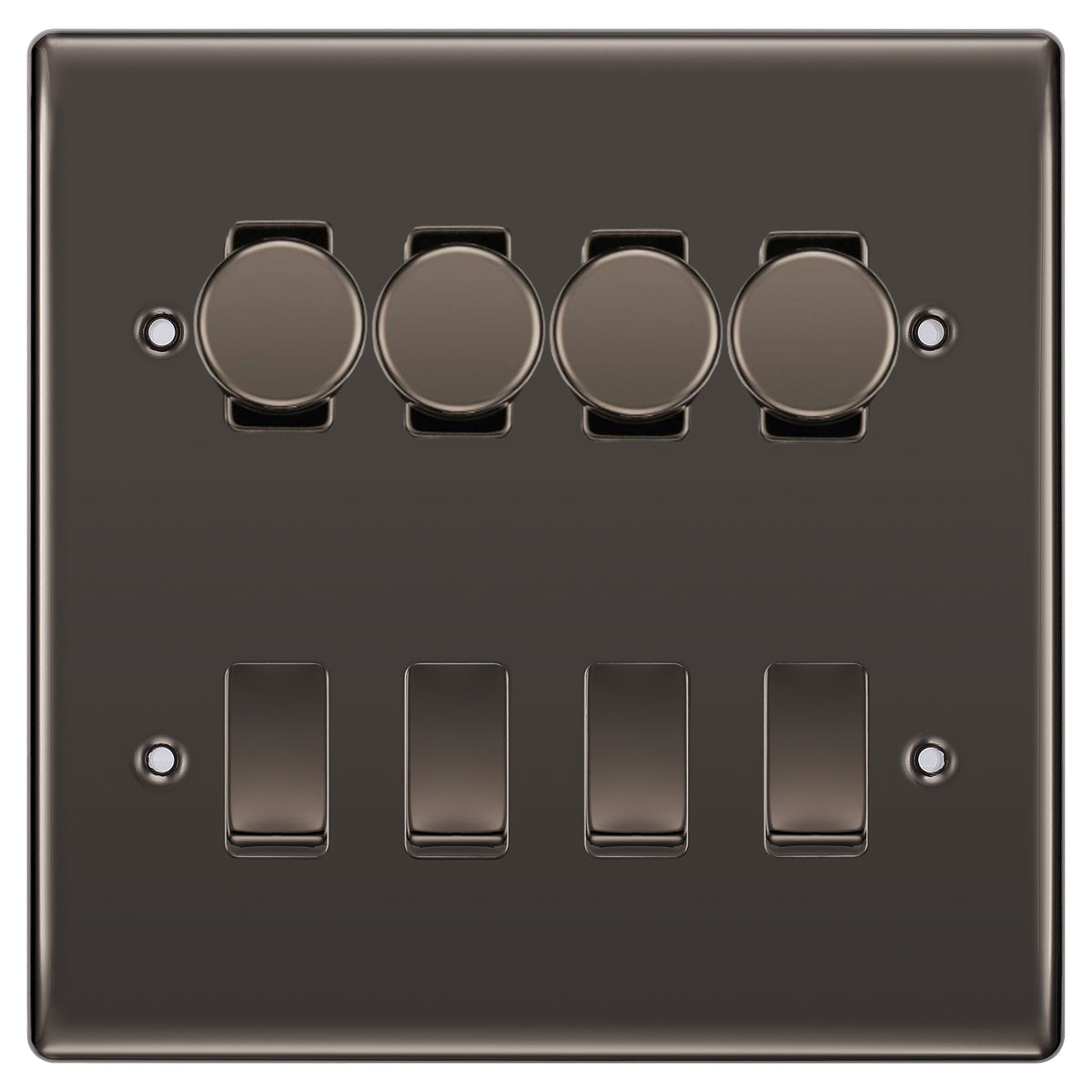 BG Nexus Black Nickel 8 Gang Switch 4x Trailing Edge LED Dimmer 4x ...
