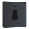 BG Evolve Matt Grey 20A Double Pole Switch with Neon PCDMG31B with 35mm Steel Back Box