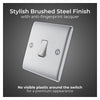 BG Nexus Brushed Steel 10AX Bell Push Switch NBS14 with 35mm Steel Back Box