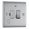 BG Nexus Brushed Steel 13A Switched Spur + Neon + Flex Outlet NBS53 with 25mm Steel Back Box