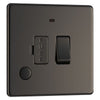 BG Screwless Black Nickel 13A Switched Spur + Neon + Cable Outlet FBN53 with 35mm Steel Back Box
