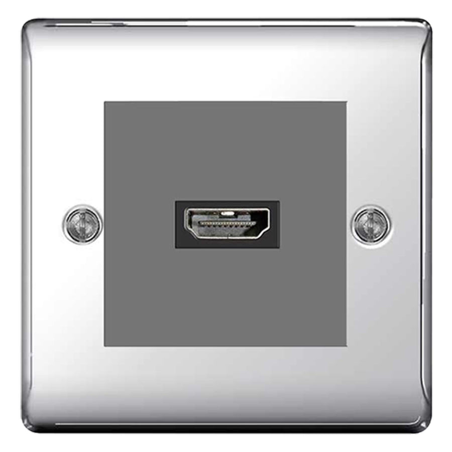 BG Nexus Polished Chrome HDMI Socket Grey insert