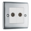 BG Nexus Polished Chrome 2 Gang Co-Axial Socket NPC61 with 35mm Steel Back Box