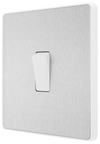 PCDBS13W Side - This Evolve Brushed Steel 20A 16AX intermediate light switch from British General should be used as the middle switch when you need to operate one light from 3 different locations, such as either end of a hallway and at the top of the stairs.