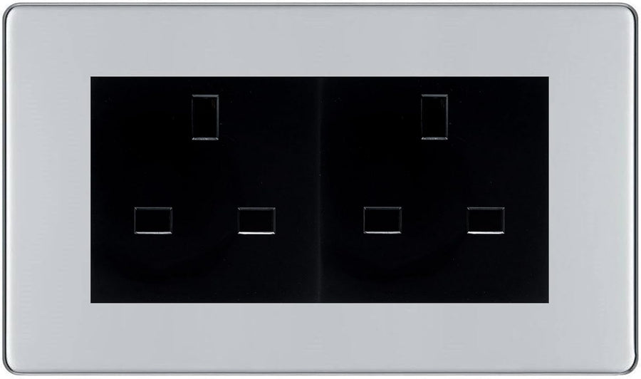 BG Screwless Polished Chrome 4 Gang 13A Unswitched Socket - FPC4GUSSB