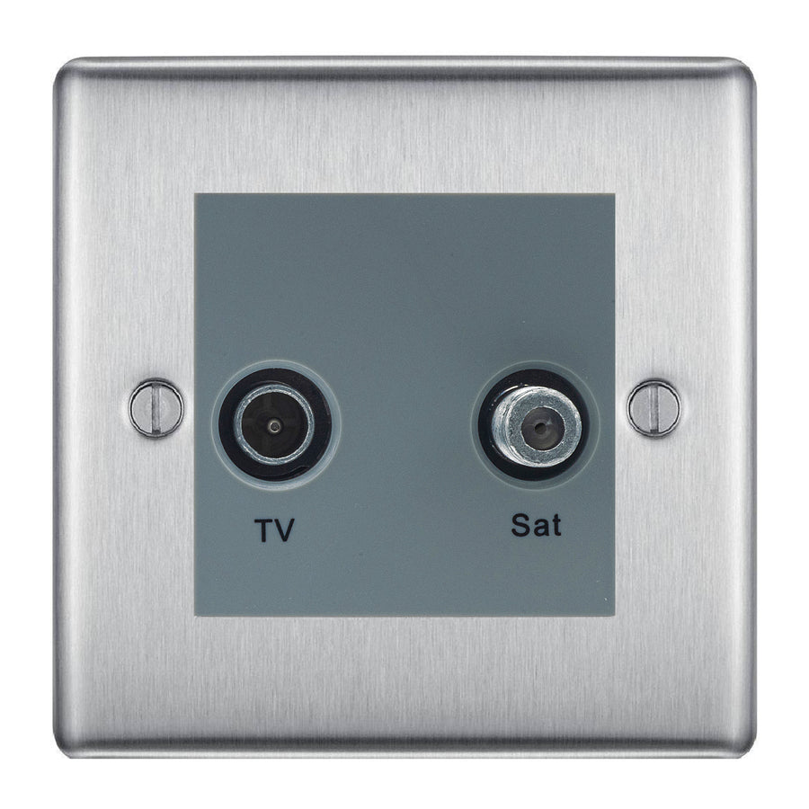 BG Nexus Metal Brushed Steel TV & Satellite Socket NBSTVSATG