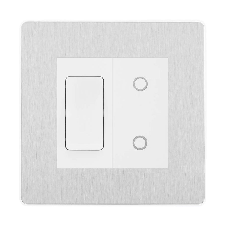 BG Evolve Brushed Steel Custom Switch 1x 2 Way Switch 1x Secondary Touch Dimmer