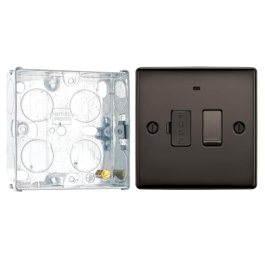 BG Nexus Black Nickel 13A Switched Spur with Neon NBN52 and 25mm Steel Back Box