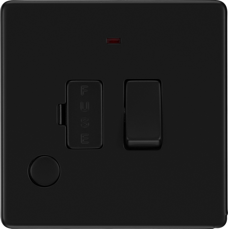 BG Evolve Matt Black Switched Fused Spur Unit Neon & Cable FFB53