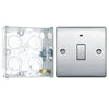 BG Nexus Metal Polished Chrome 20A DP Single Switch NPC31 with 25mm Steel Back Box