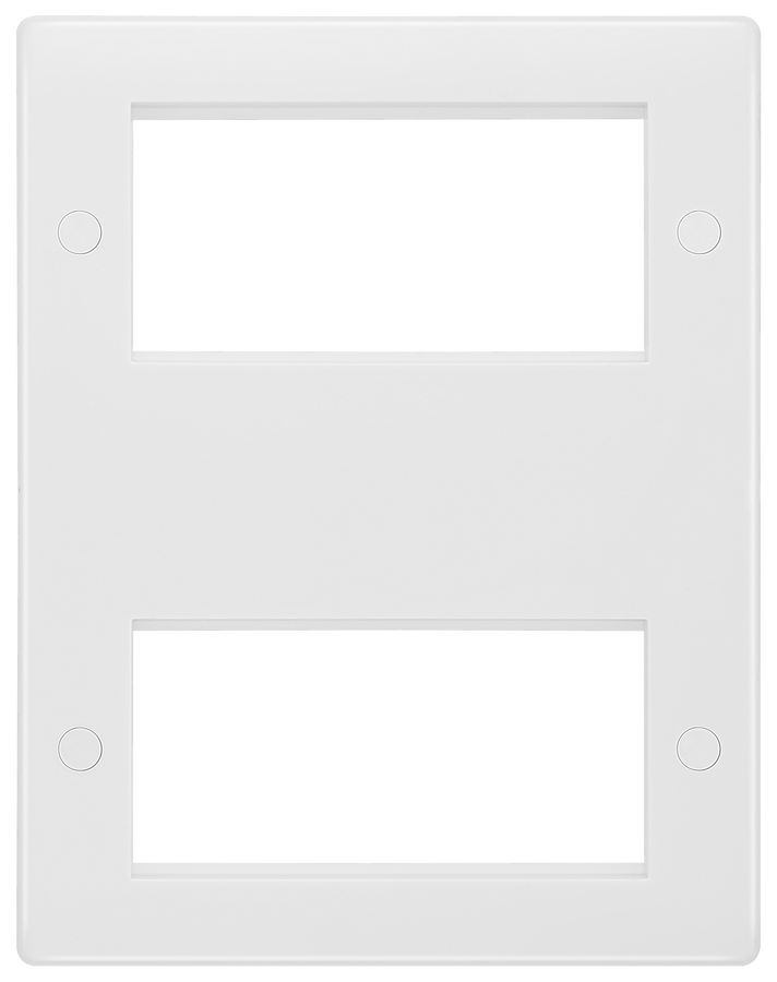 BG 8EM8 Round Edge | White | 2x 4 Module Double Stack Quad Euro Module Faceplate