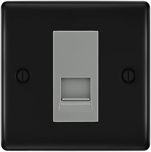 BG Nexus Matt Black Single RJ11 Telephone Socket NFBRJ111 - Grey Insert