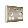 BG Electrical NPR22U3W Nexus Metal Pearl Nickel Double Switched 13A Power Socket With USB Charging - 2X USB Sockets (3.1A) White Insert