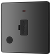 PCDBC54B Front - This Evolve Black Chrome 13A fused and unswitched connection unit from British General provides an outlet from the mains containing the fuse, ideal for spur circuits and hardwired appliances.