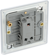 FPC12 Back - This Screwless Flat plate polished chrome finish 20A 16AX single light switch from British General will operate one light in a room.