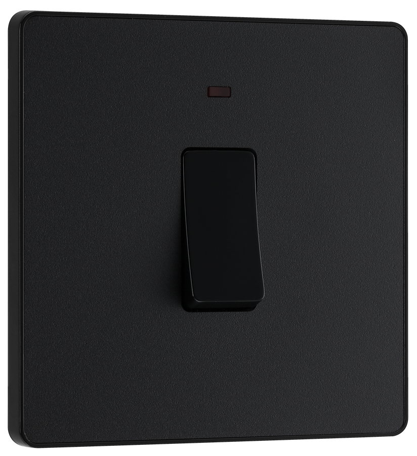 BG Evolve PCDMB31B Matt Black 20A 2 Pole LED Switch-Black Insert