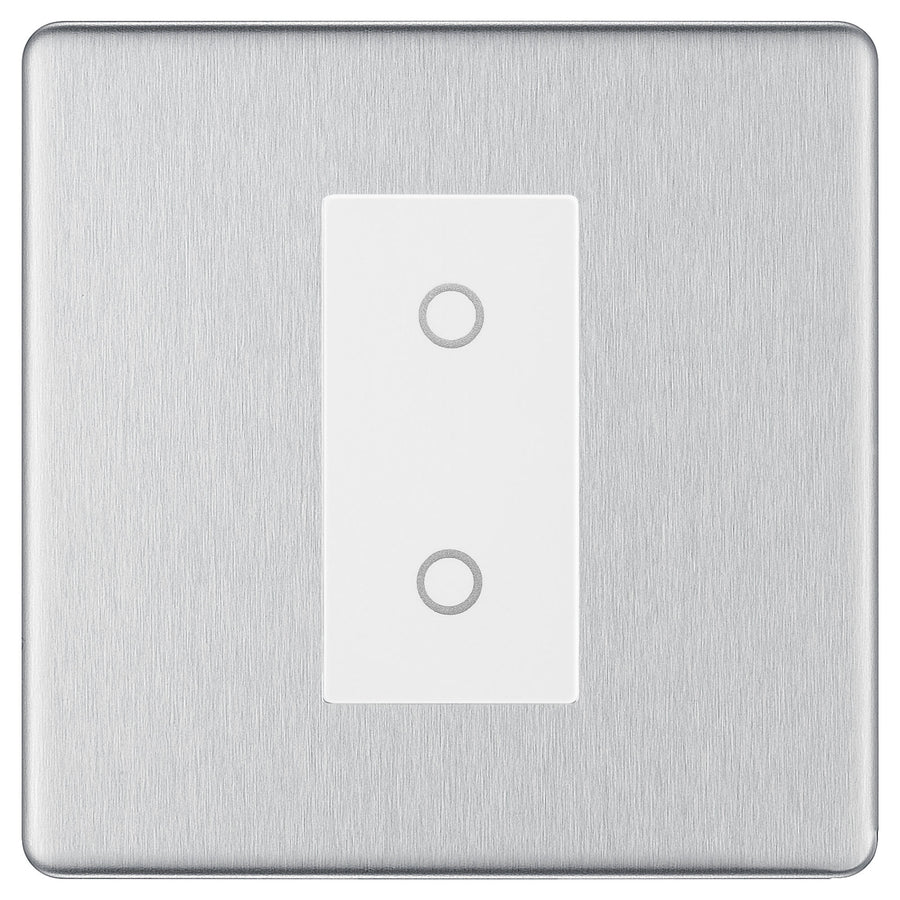 BG Nexus Screwless Brushed Steel Single Secondary Touch Dimmer Switch - White Insert