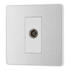 BG Evolve Brushed Steel Single Co-Axial Socket PCDBS60W with 25mm Steel Back Box