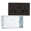 BG Screwless Black Nickel 13A Double Socket FBN22B with 25mm Steel Back Box