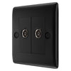 BG Nexus Matt Black Double Isolated Coaxial Socket NFB63 with 25mm Steel Back Box