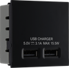 BG EMUSB3B Black 2x 3.1A USB-A 2 Module Euro Module USB Charger